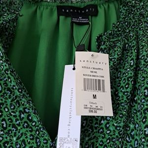 Sanctuary Blouse green animal print NWT Medium